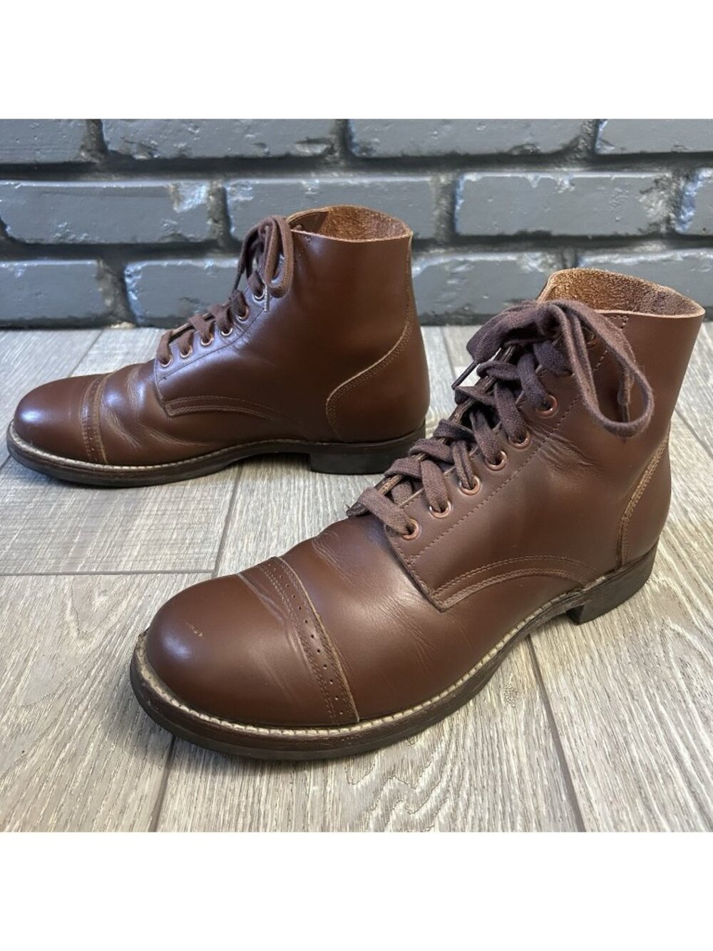 SMW Reproduction WWII Military Brown Lace Up Boots Mens 11